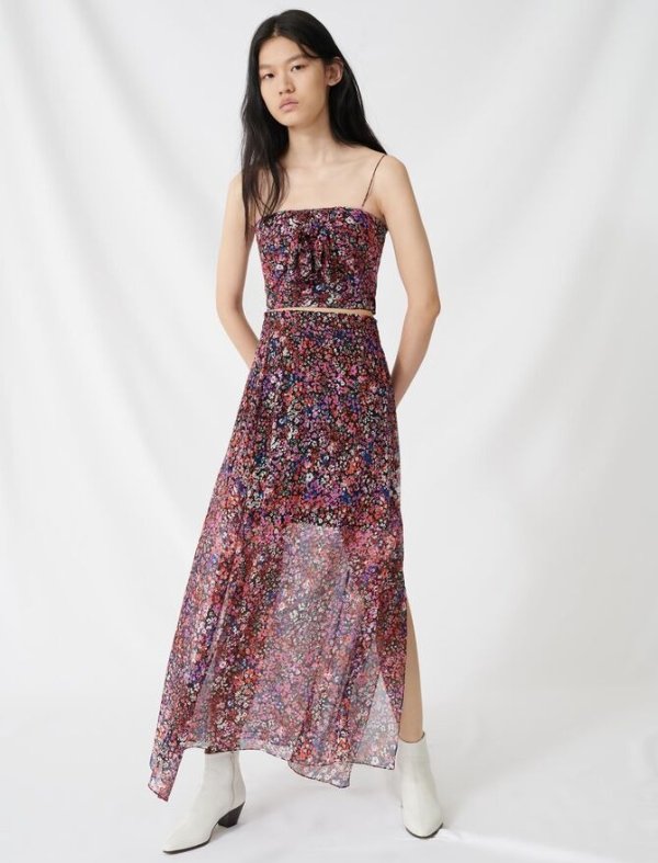 220JEHANE Silk skirt with floral motif