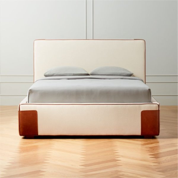 Tailor Upholstered Stitch Queen Bed + Reviews | CB2
