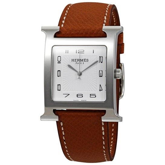 H Hour White Dial Brown Leather Ladies Watch 036831WW00
