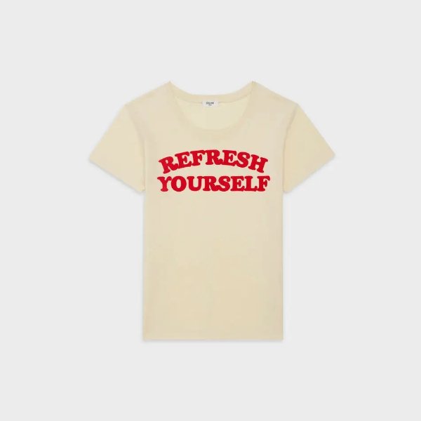 t-shirt in "refresh yourself" flocked cotton