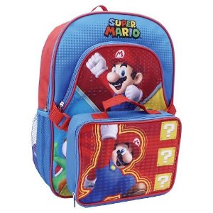 Super Mario 16" Backpack W Pencil Case