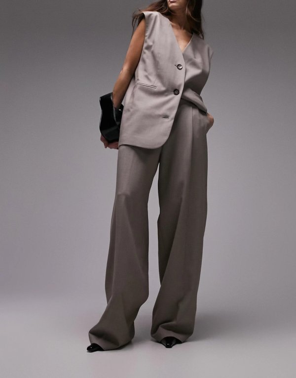 tonic tailored wide leg pants in gray - part of a set