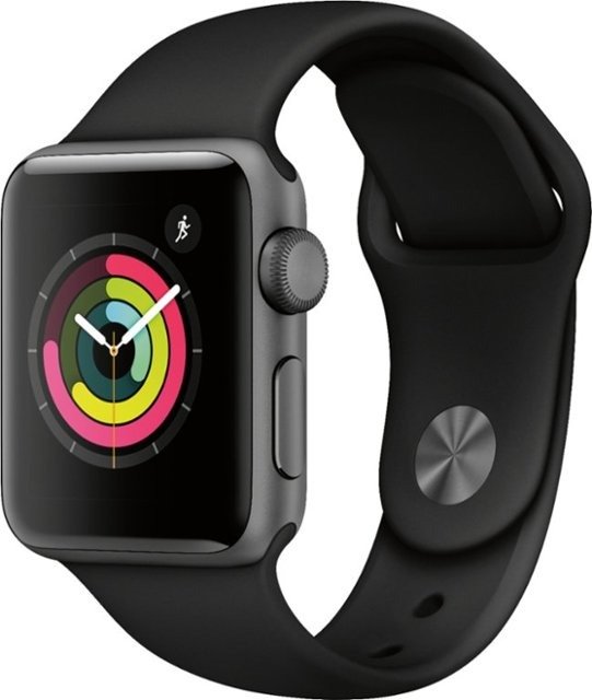 -Watch Series 3 (GPS) 38mm Space Gray Aluminum Case with Black Sport Band - Space Gray Aluminum