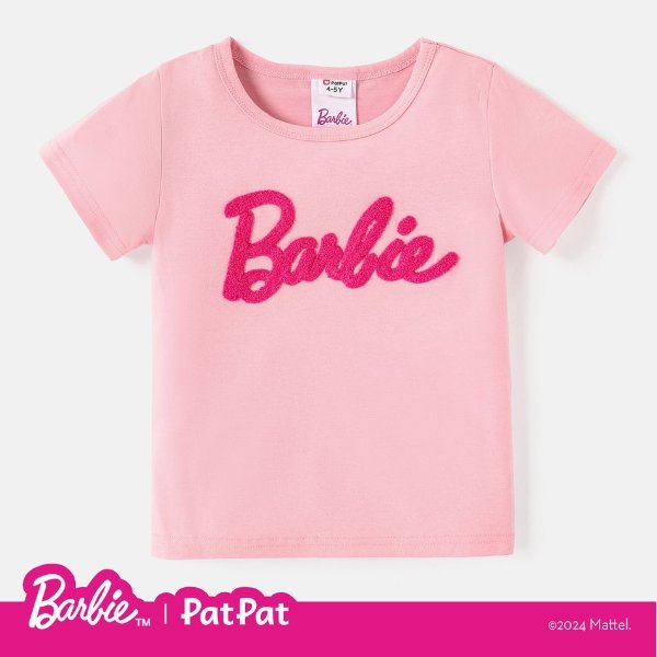 Barbie Toddler/Kid Girl Letter Embroidered Short-sleeve Cotton Tee