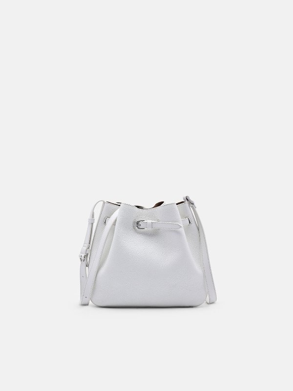 Helix Leather Bucket Bag - White