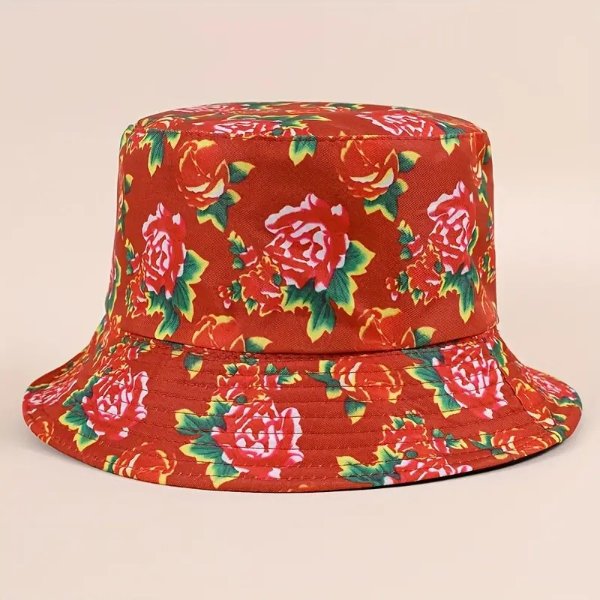 Classic Flower Print Bucket Hat Vintage Chinese Style Reversible Basin Hats Lightweight Sunscreen Fisherman Cap For Women Girls