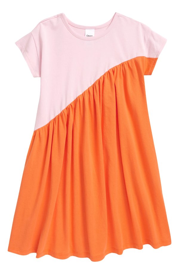 Kids' Colorblock Organic Cotton T-Shirt Dress