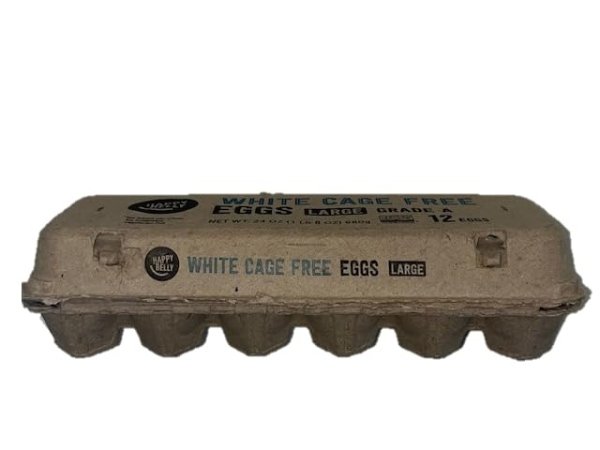 Amazon Brand - Happy Belly Cage-Free, Large, White Eggs, 1 Dozen (Packaging May Vary)