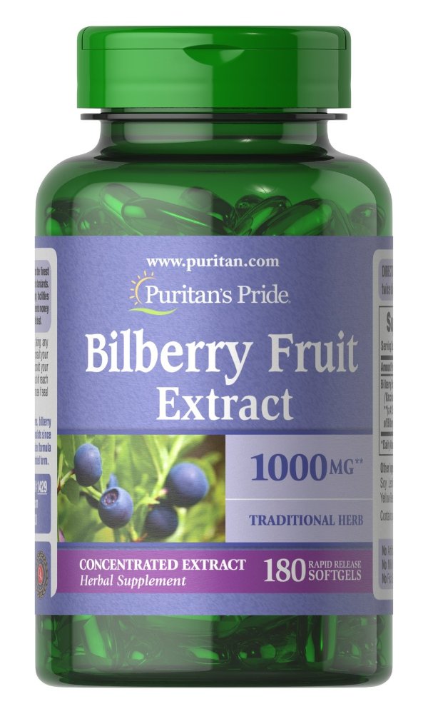 Bilberry 1000 mg 180 Softgels | Bilberry Products Supplements | Puritan's Pride
