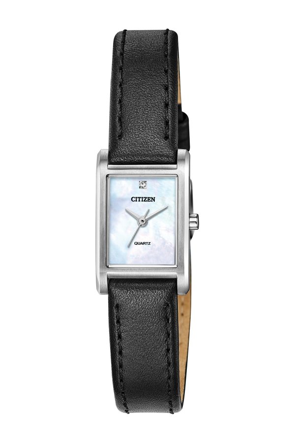 Women's Diamond Accents Leather Strap Watch, 18mm