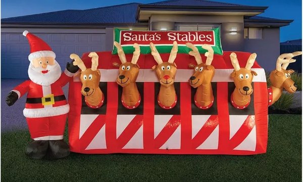 12ft Christmas LED Inflatable Reindeer Stable