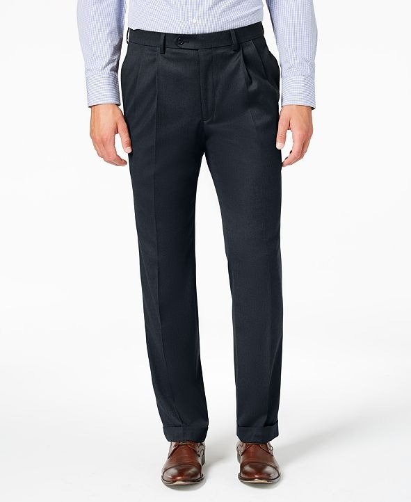 Men's Classic-Fit UltraFlex Stretch Micro-Twill Pleated Dress Pants