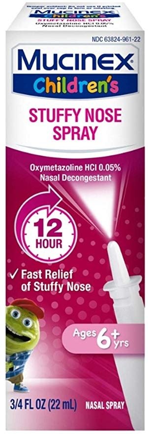 Children's Nasal Decongestant Spray for 12 Hour Stuffy Nose Relief, with Oxymetazoline Hcl .05%.75 oz