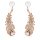 Nice drop earrings Mixed cuts, Feather, White, Rose gold-tone plated