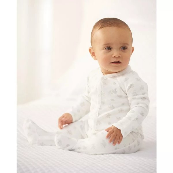 Baby Girls or Boys Organic Cotton Interlock Footed Coverall