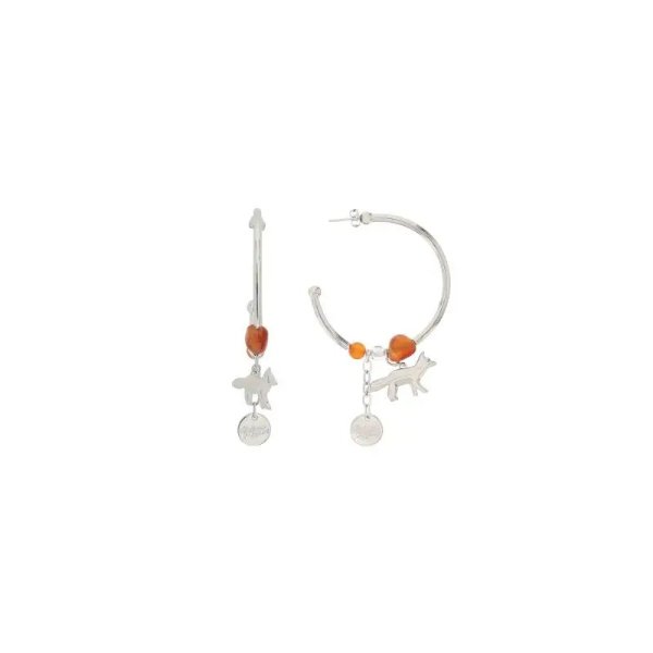 MAISON KITSUNE fox & beads hoop earrings