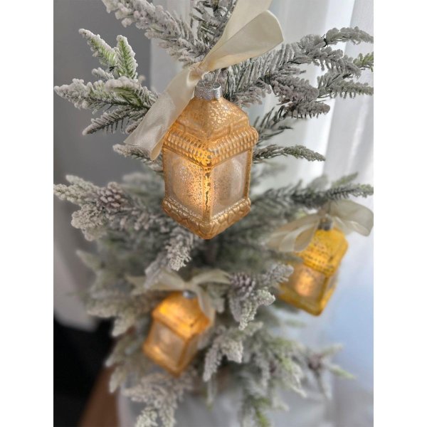 Mini Lantern Glass Ornaments with Gift Bags - Set of 3