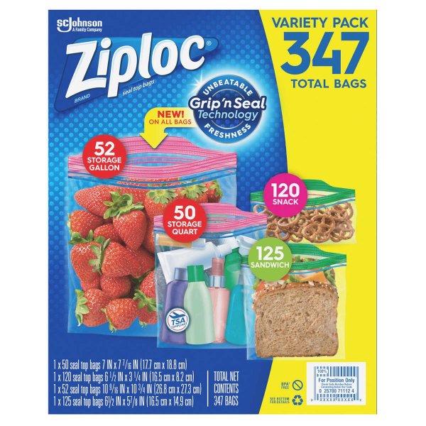 Double Zipper Bag, Variety Pack, 347-count