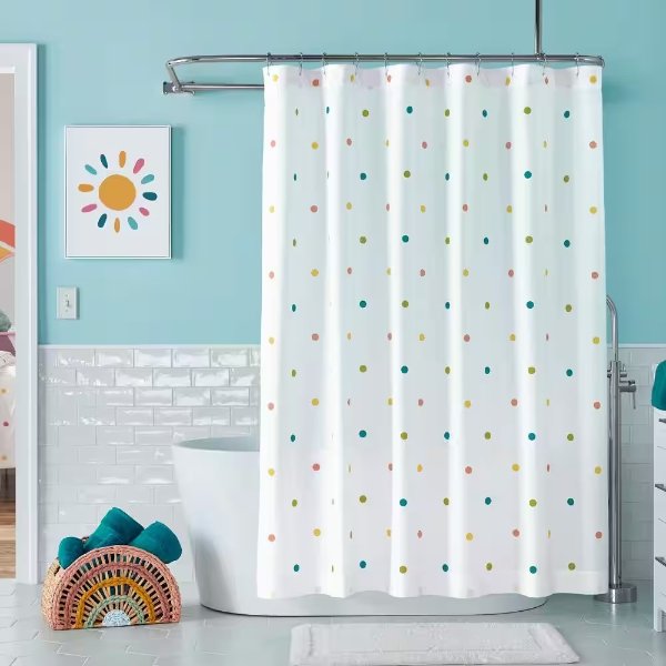 Multi-Color Printed Polka Dot Shower Curtain
