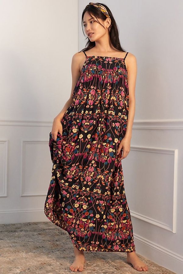 Quilted Floral Maxi Dress