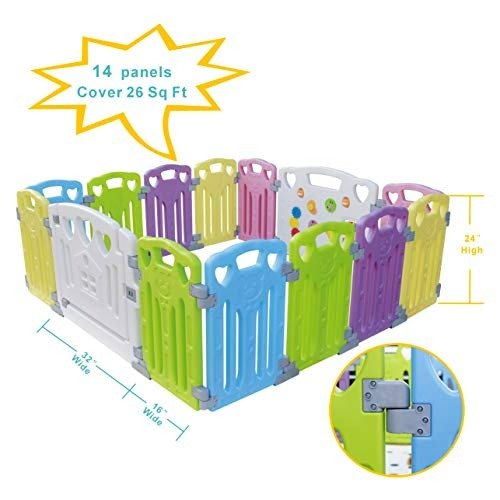 Baby Playpen Kids Activity Centre Safety Play Yard Home Indoor Outdoor New Pen (multicolour, Classic set 14 panel)