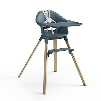 Clikk High Chair, Fjord Blue - All-in-One High Chair with Tray + Harness - Light, Durable & Travel Friendly - Ergonomic with Adjustable Features - Best for 6-36 Months or Up to 33 lbs