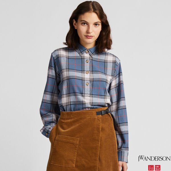 WOMEN FLANNEL CHECKED LONG-SLEEVE TUNIC (JW ANDERSON)