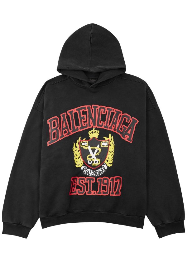 BALENCIAGA College hooded cotton sweatshirt