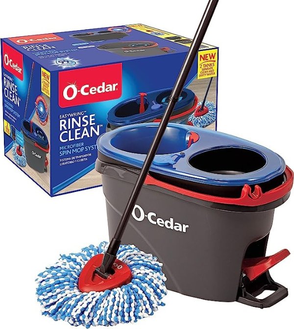 -Cedar EasyWring RinseClean Micrfiber Spin Mp & Bucket Flr Cleaning System, Grey