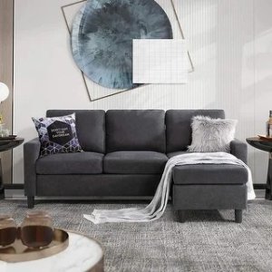 Futzca Modern L-shaped Compact Convertible Sectional Sofa w/ Reversible Chaise