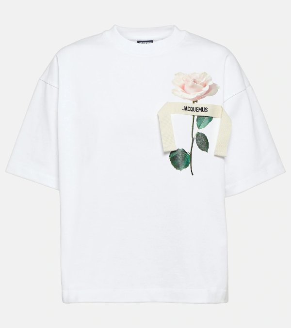 白色玫瑰花T恤