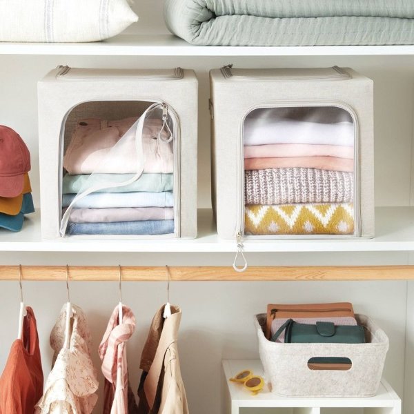Set of 2 Zipper Fabric Storage Cubes Gray - Brightroom™