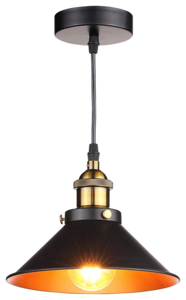 Jupiter Industrial Pendant Light, Black and Brass - Industrial - Pendant Lighting - by Houzz