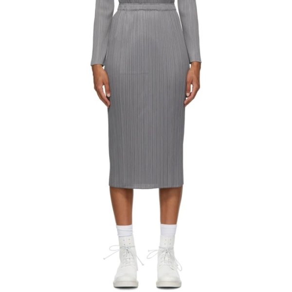 Grey Basics Mid-Length Skirt