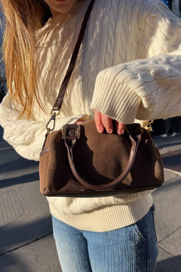 Brown Suede Crossbody Handbag