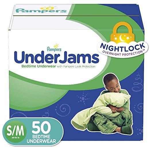 UnderJams Disposable Bedtime Underwear for Boys, Size S/M, 50 Count, Super Pack