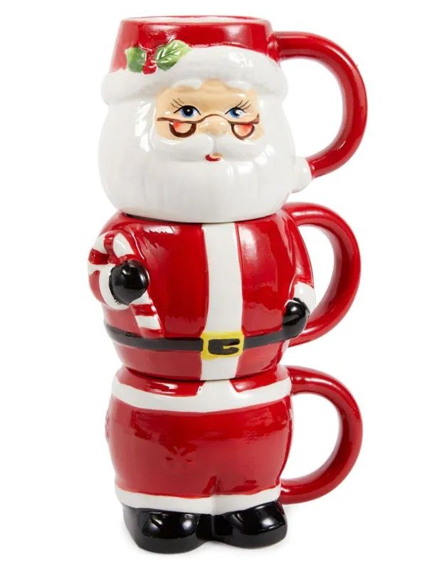 3-Piece Santa Stacking Mugs