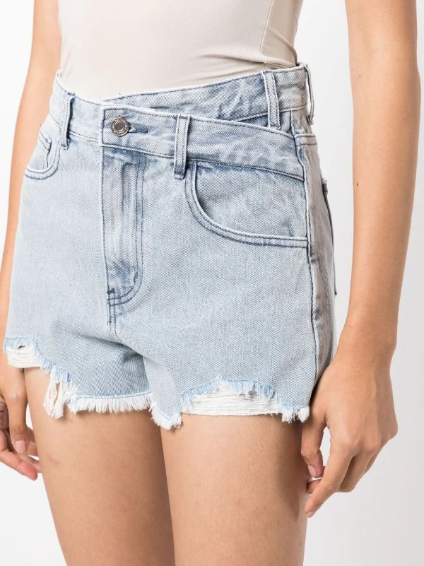 distressed-effect high-rise denim shorts