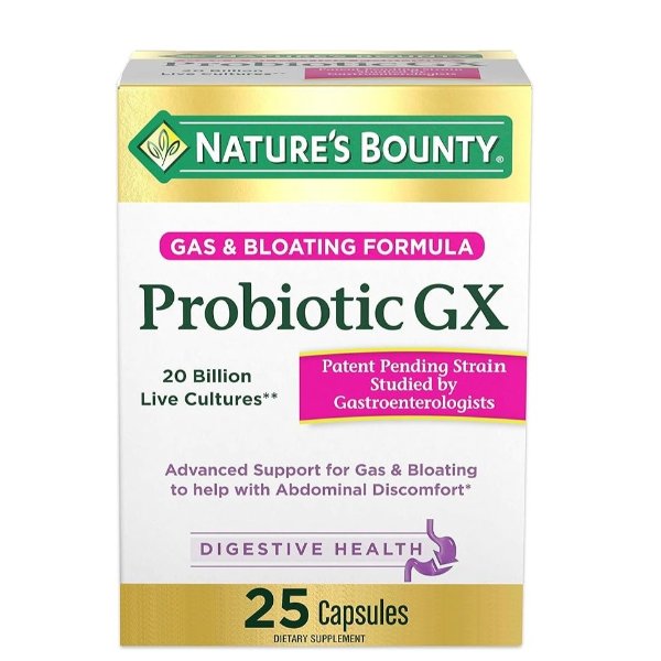 Probiotics Pills Gas and Bloating Dietary Supplement, Supports Digestive and Intestinal Health, 25 Capsules