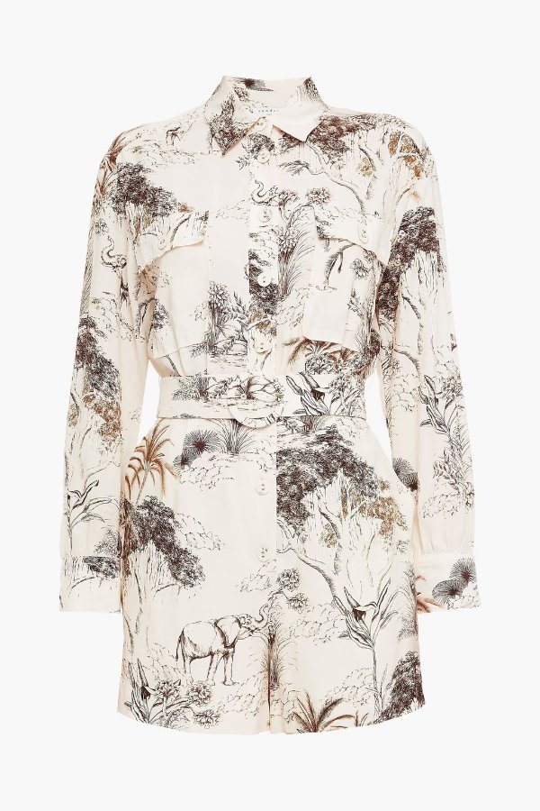 Jaine belted printed woven playsuit