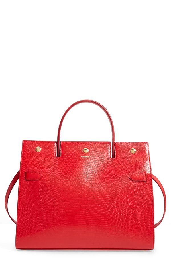 Title Lizard Embossed Leather Bag