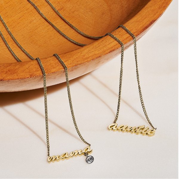 Name Necklace Gold-Tone Stainless Steel Chain Necklace