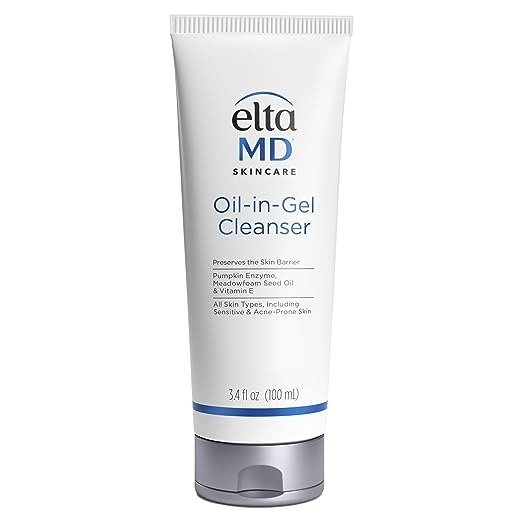 EltaMD Oil-In-Gel Face Cleanser, Gentle Daily Facial Cleanser, Removes Hard to Remove Sunscreen and Makeup, Safe for Acne Prone and Sensitive Skin Types, Dermatologist Tested, 3.4 oz Tube
