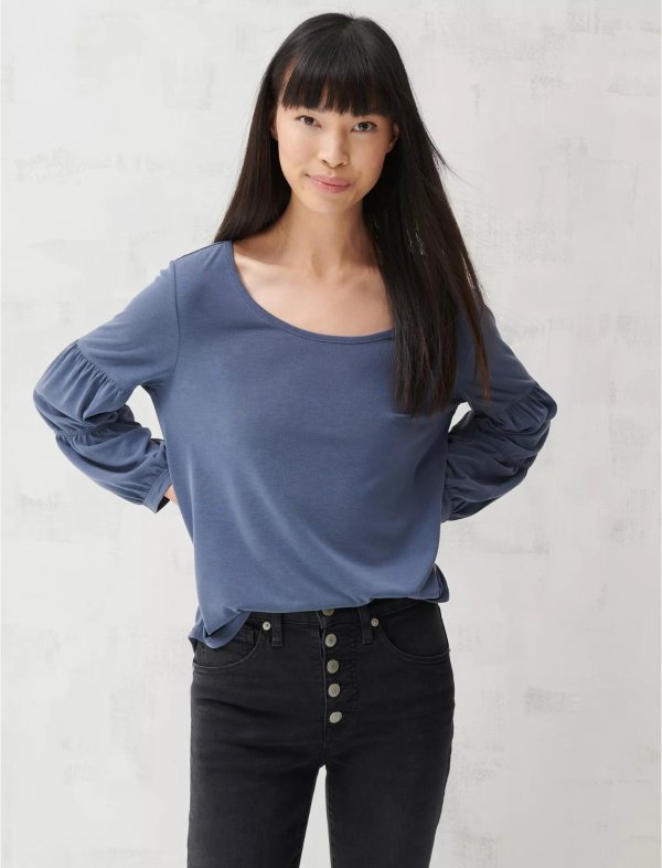 Sand Wash Shirring Slv Top | Lucky Brand