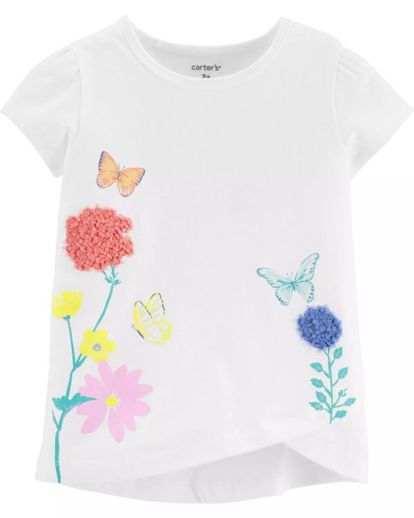 Floral Butterfly Tulip Jersey TeeFloral Butterfly Tulip Jersey Tee