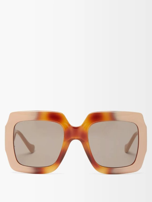 Chain-embellished oversized square sunglasses | Gucci