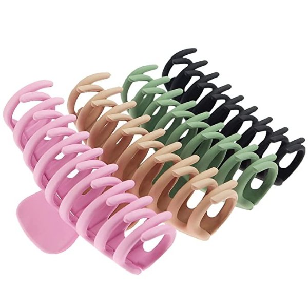Big Hair Claw Clips for Women Large Claw Clip for Thin Thick Curly Hair 90's Strong Hold 4.33 Inch Nonslip Matte Hair Clips (4 Pcs)