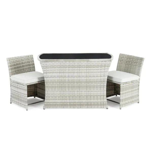 Exum 3-Piece Gray Frame Patio Set with Off-white Cushions Lowes.com