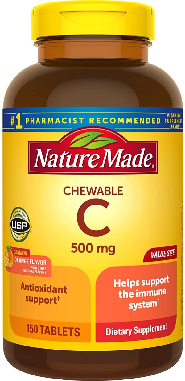 Chewable Vitamin C 500 mg Tablets, 150 Count