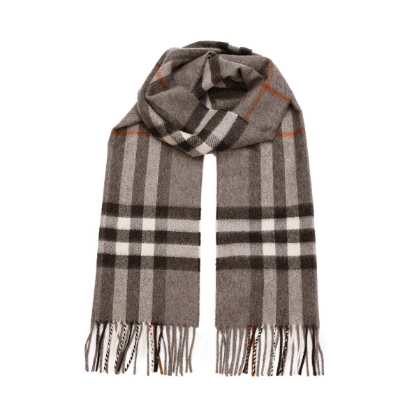 The Classic Check Cashmere Scarf in Grey